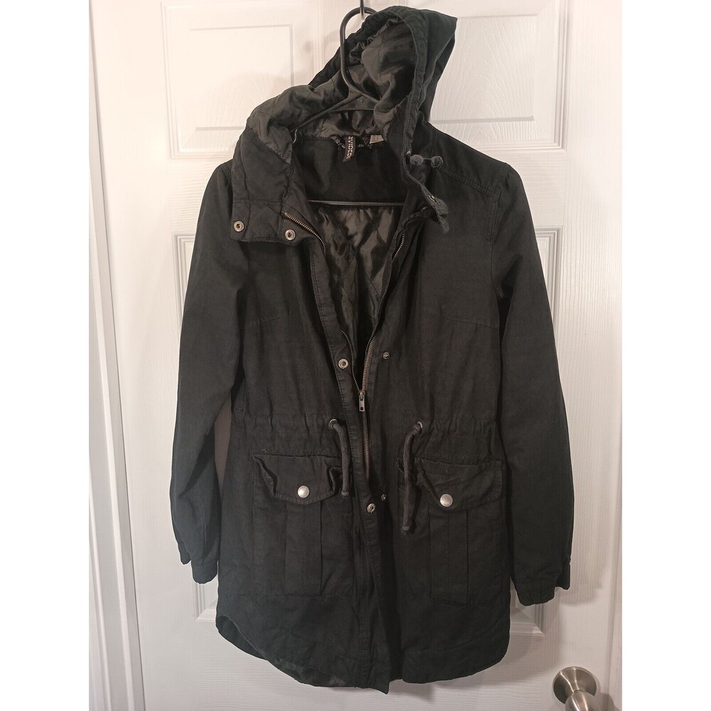 Divided Jacket Size 2 Black Front Zip Hooded